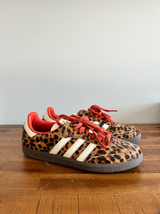 adidas Shoes - Adidas Leopard Print Sneakers with Red Laces and Cream Stripes